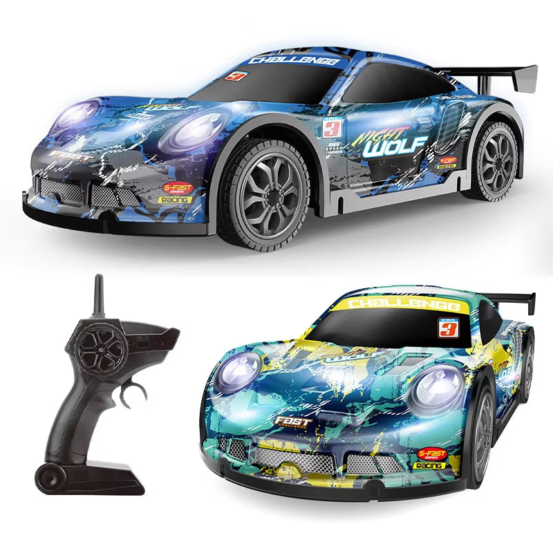 Drift RC Bil (25 km/t) – Hurtig Fjernstyret Racer med LED - Blå