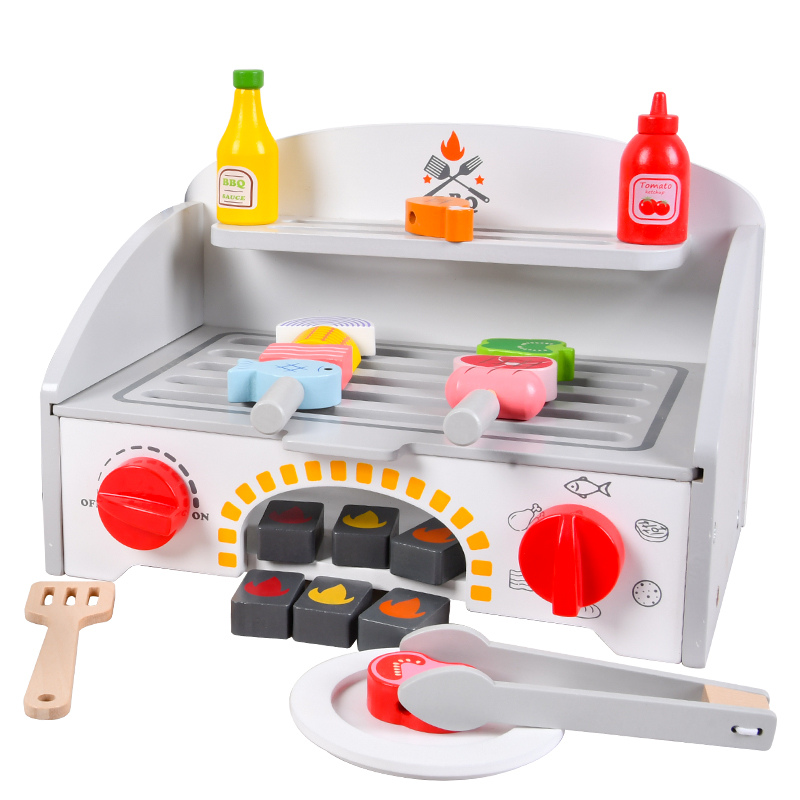 Træ Legekøkken til Børn med Tilbehør - Grill