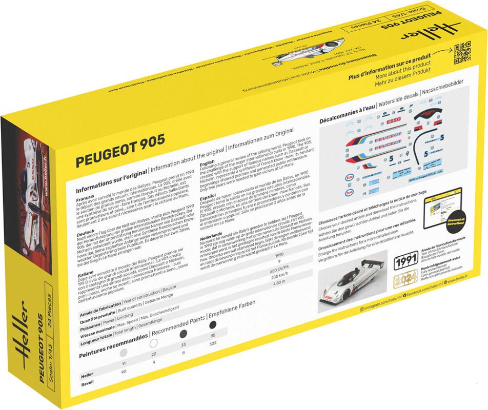 Heller Peugeot 905 - 1:43 startsæt