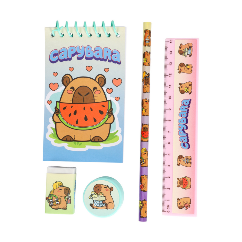 Skrivesæt Capybara - 5 dele