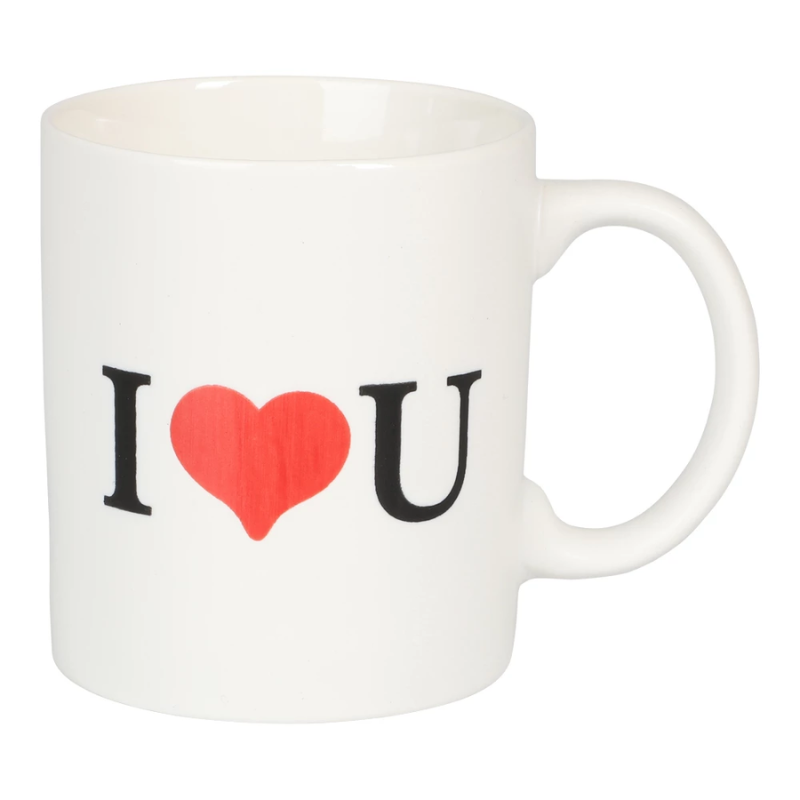 Hvidt krus med “I Love You” – Valentinsdags krus i keramik