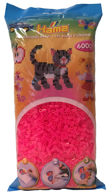 Hama midi perler 205-32 - 6000 stk. neon fuschia