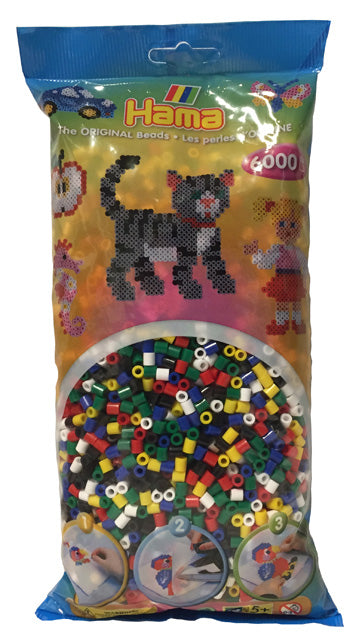 Hama midi perler 205-66 - 6000 stk. 6-farver mix