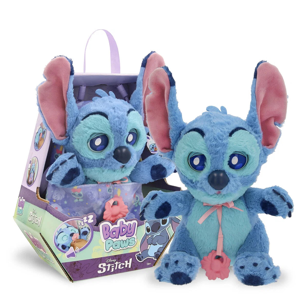 Disney Stitch Baby Paws - Interaktiv plysfigur med sut og bæretaske