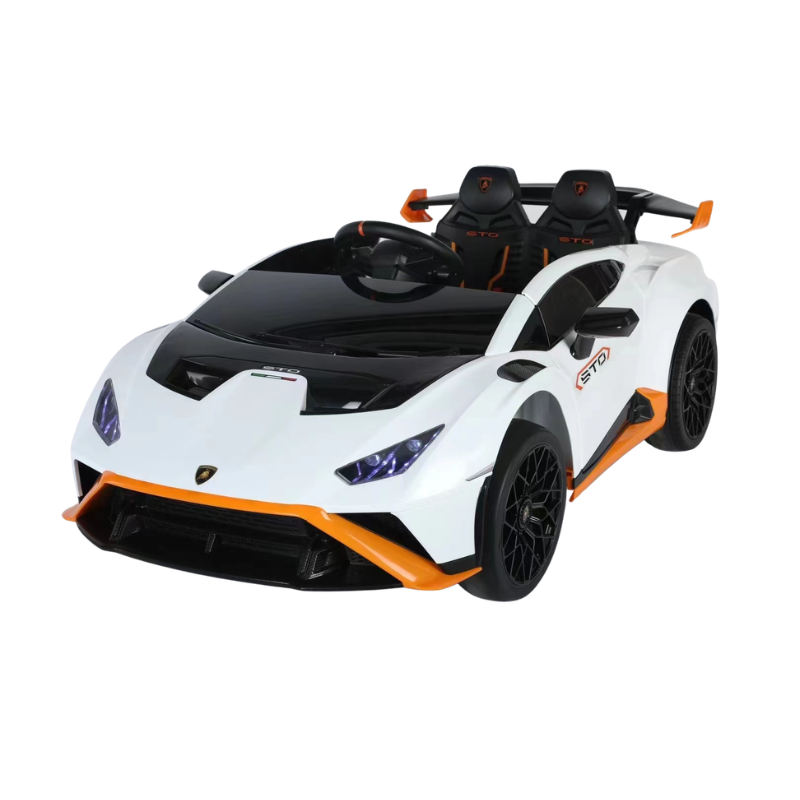 Lamborghini Huracán STO til Børn 12V - Hvid Sporty Model med LED og Musik