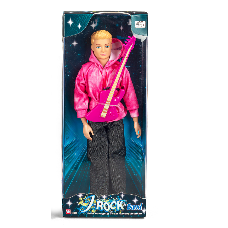 J-Rock Jack med Pink Guitar – 29 cm Bevægelig Dukke