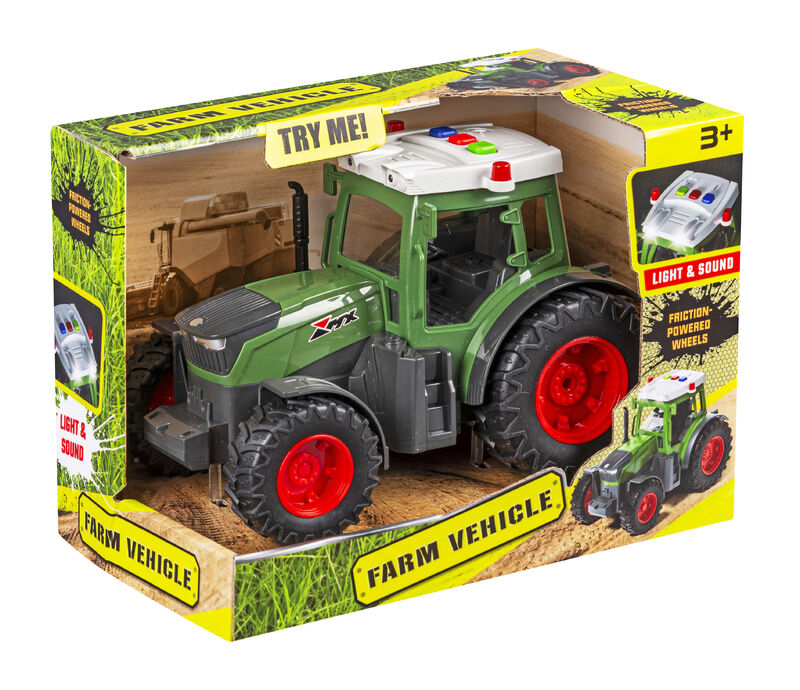 Traktor med lys, lyd og friktion – 19 cm