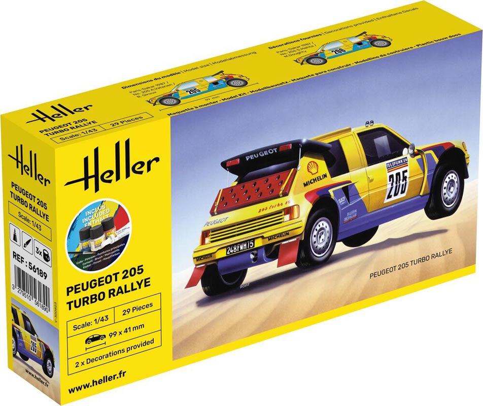 Heller Peugeot 205 Turbo rally modelbil start kit - 1:43