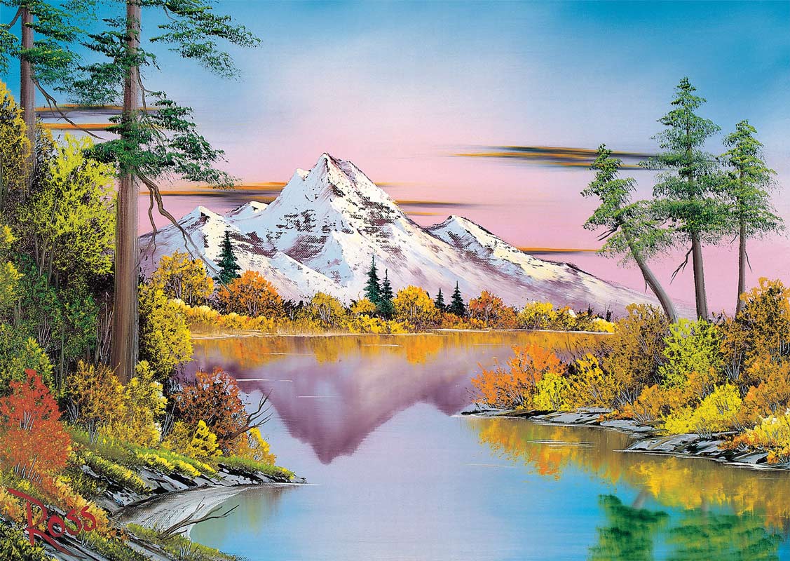 Puslespil 1000 brikker - Bob Ross landskab