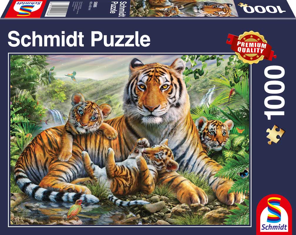 Puslespil 1000 brikker - Tigerfamilie