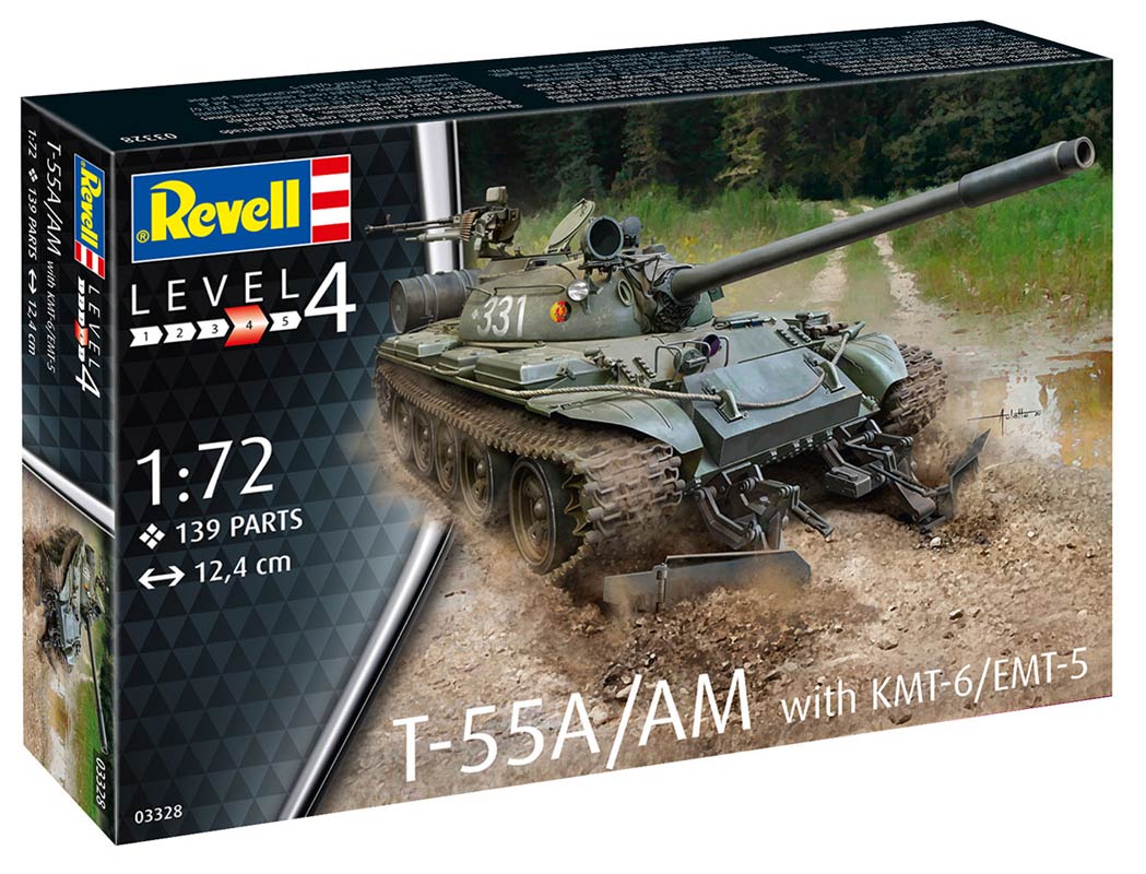 Revell T-55A/AM with KMT-6/EMT-5 modelkampvogn