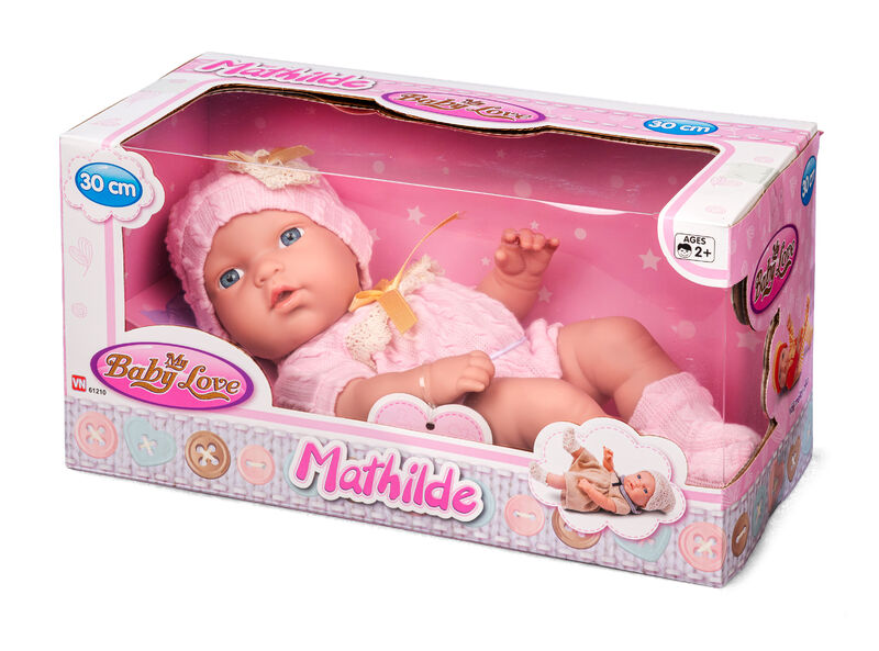 My Baby Love Mathilde dukke 30 cm – lyserød strikdragt & hue