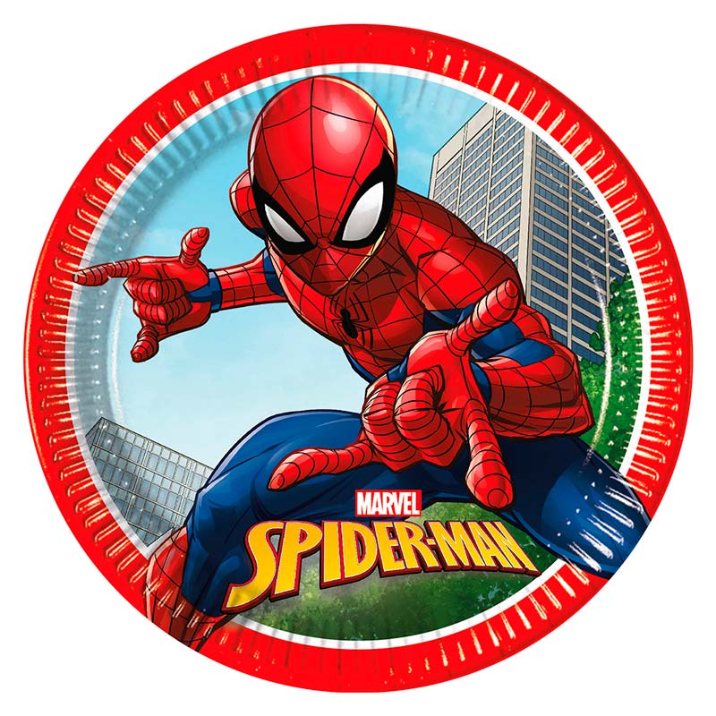 Spiderman paptallerkner 23 cm. 8 stk.