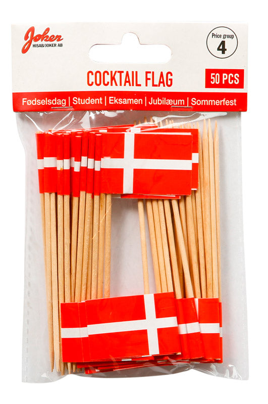 Små papirsflag på træpind