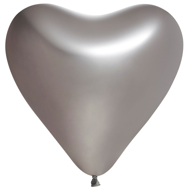 Hjerteballoner i sølv – 5 stk. (30 cm)