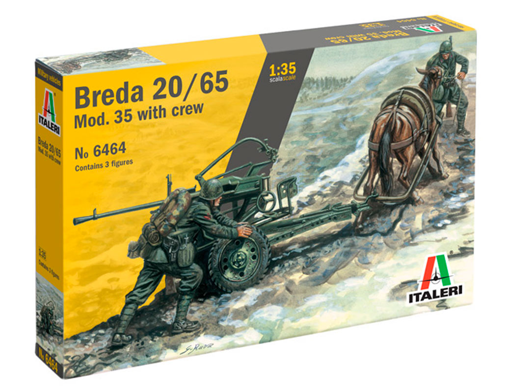 Italeri 1:35 Breda 20/65 Mod. 35 med mandskab - Antilyftskytskanon