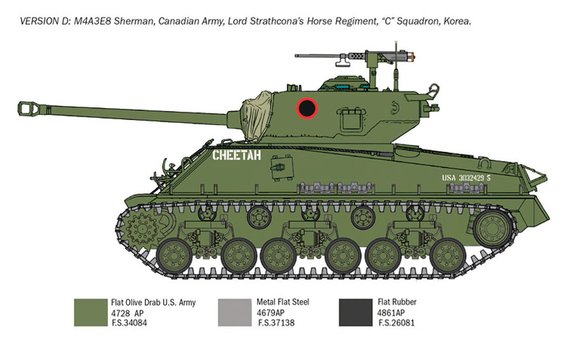 Italeri 1:35 Sherman M4A3E8 Korean war - Modelkampvogn