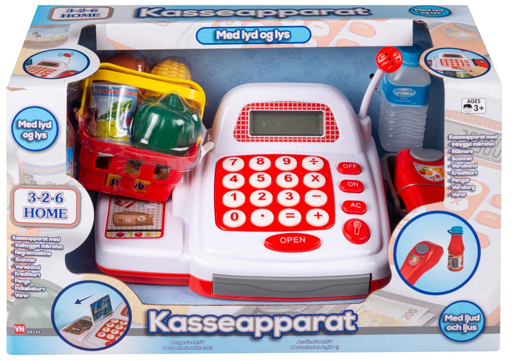 Kasseapparat med lyd og lys