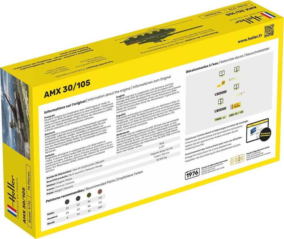 Heller AMX 30/105 kampvogn - 1:72