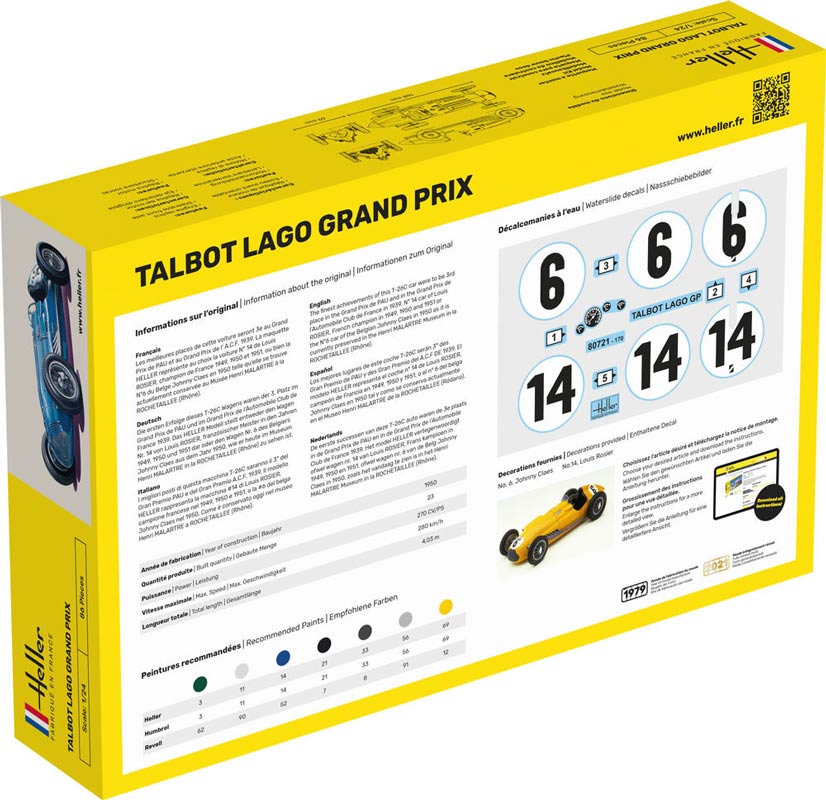 Heller Talbot lago grand prix modelbil - 1:24