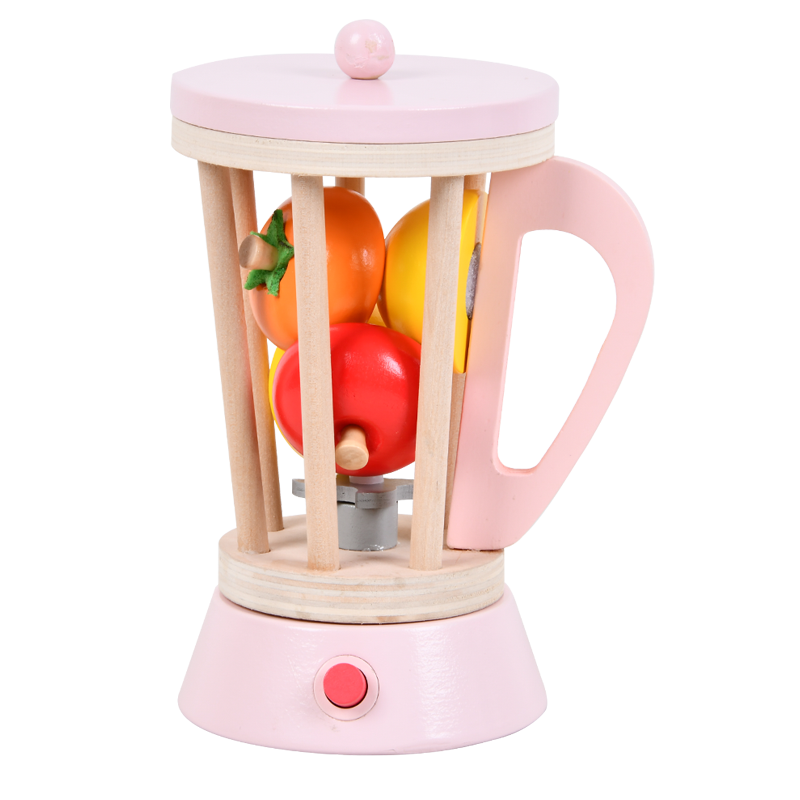 Træ Smoothie Blender Legetøj – Med Skærefrugter og Kop (6 Dele)