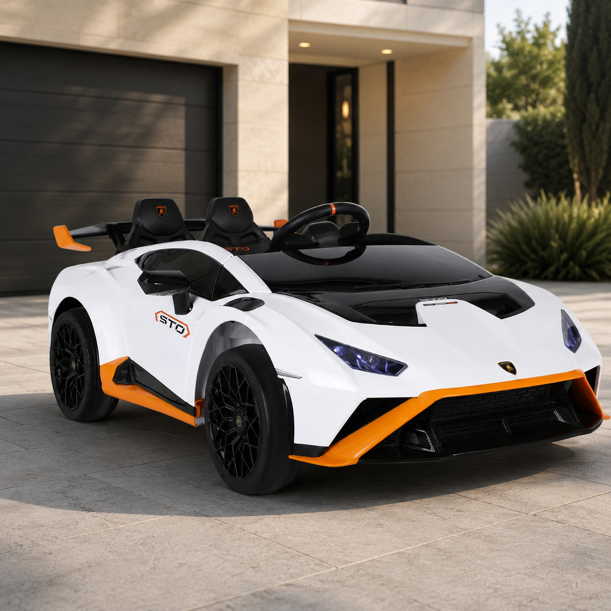 Lamborghini Huracán STO til Børn 12V - Hvid Sporty Model med LED og Musik