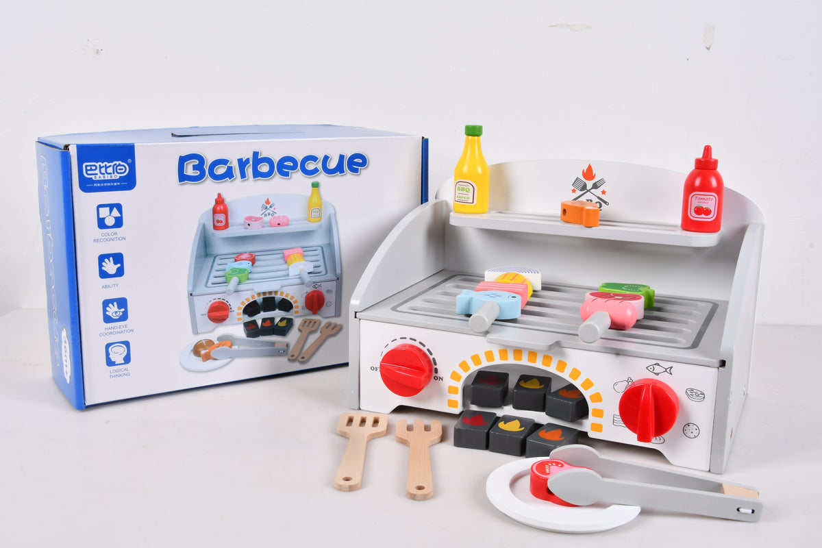 Legetøjs Grill i Træ – BBQ Grill Legesæt