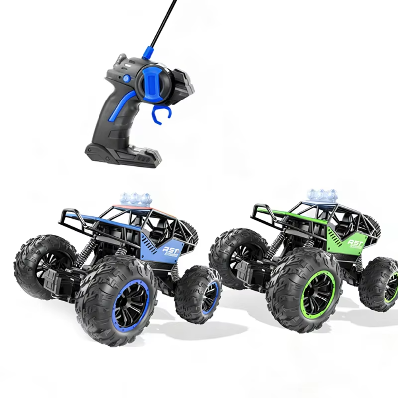 Fjernstyret offroad-bil med store terrændæk og lys - Grøn