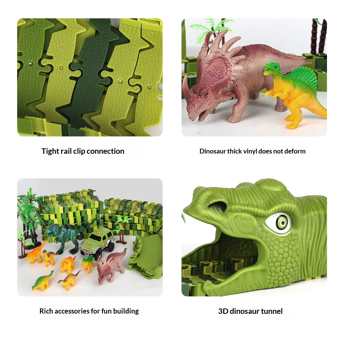 Stor dinosaur-racerbane med 2 biler - 320 dele