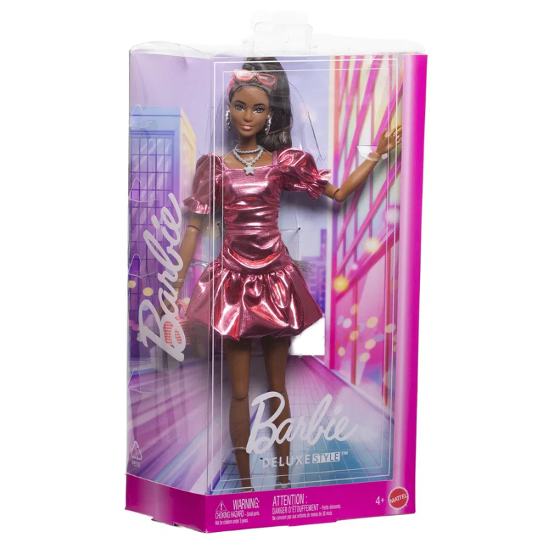 Barbie Deluxe Style Black Dukke – Pink Bubble Dress 20,5 cm