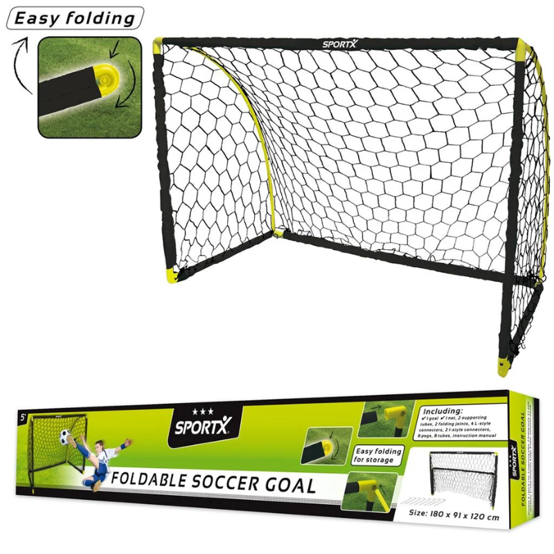 SportX foldbart fodboldmål 180 x 91 x 120 cm