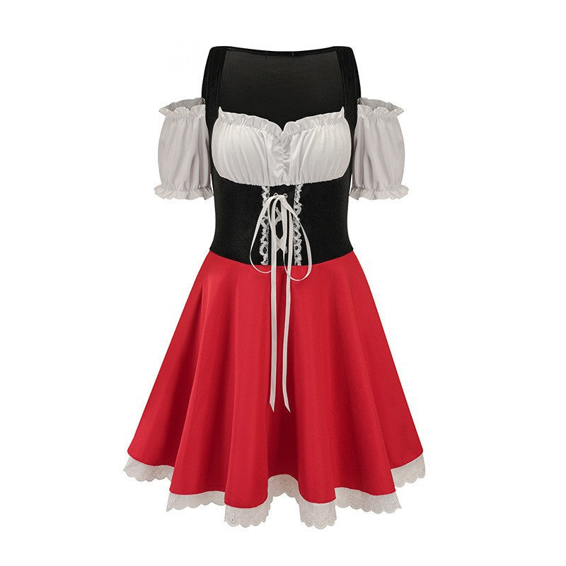 Tyrolerkjole / Dirndl Rød - Oktoberfest Kostume