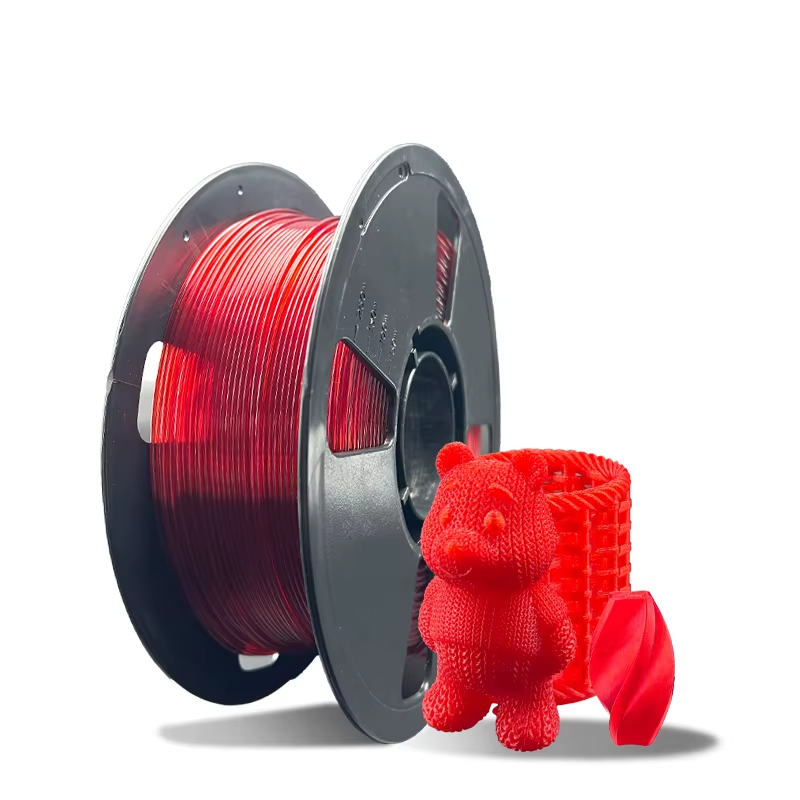 PETG Filament 1,75 mm - Transparent Rød - 1 kg