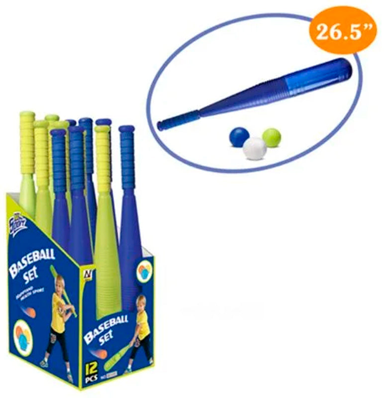 Baseball bat i plast med 3 bolde