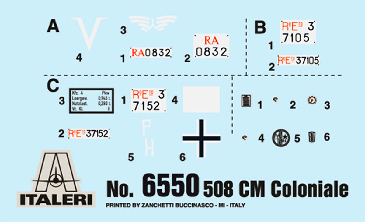Italeri 1:35 Fiat 508 CM Coloniale m. besætning - Modelbil