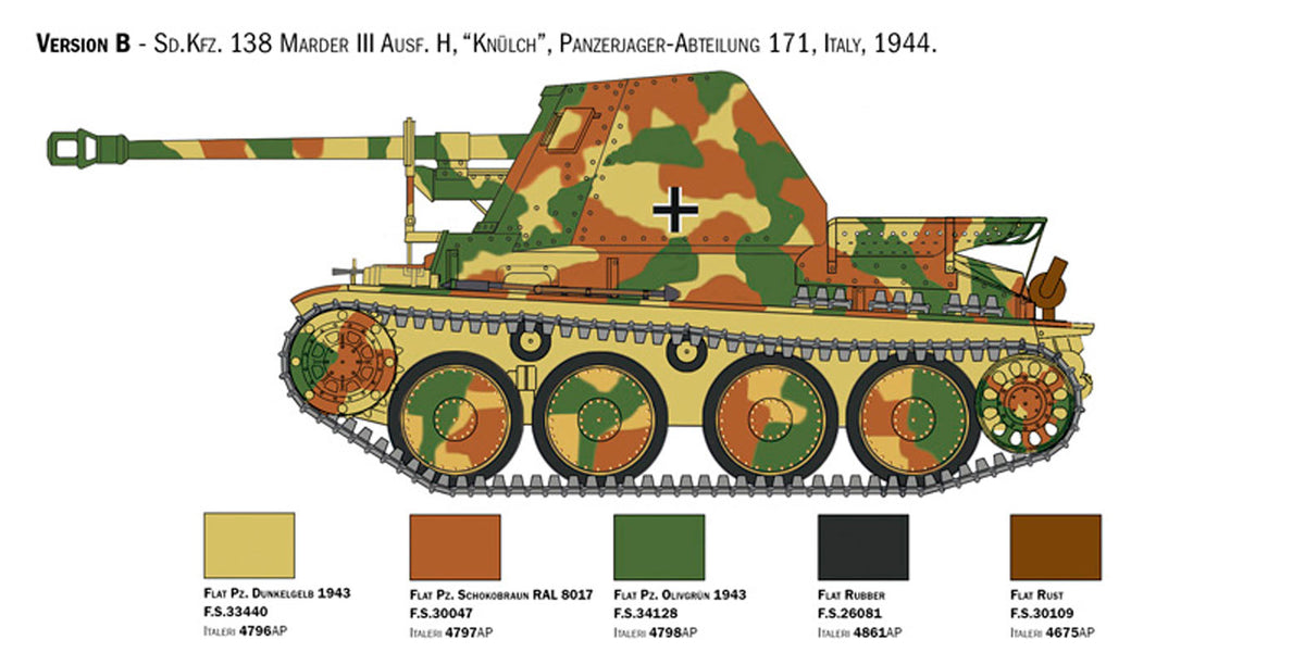 Italeri 1:35 Marder III Ausf. H Sd. Kfz.138 - Modelkampvogn