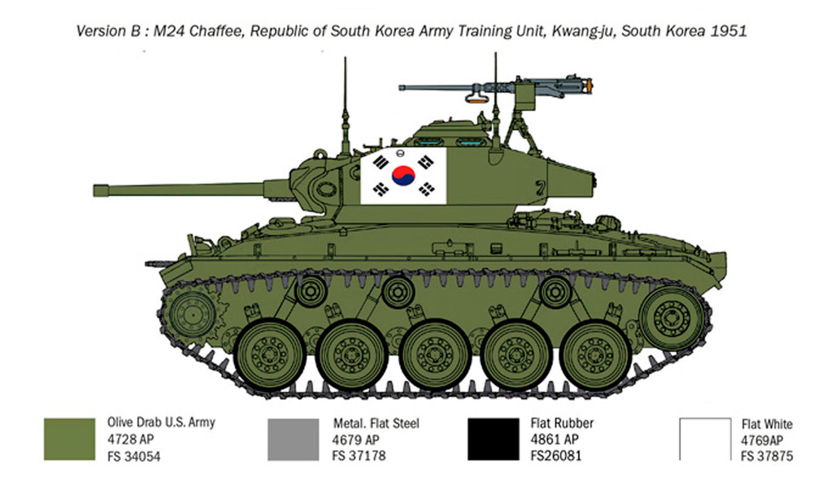 Italeri 1:35 M24 Chaffe Korean War - Modelkampvogn