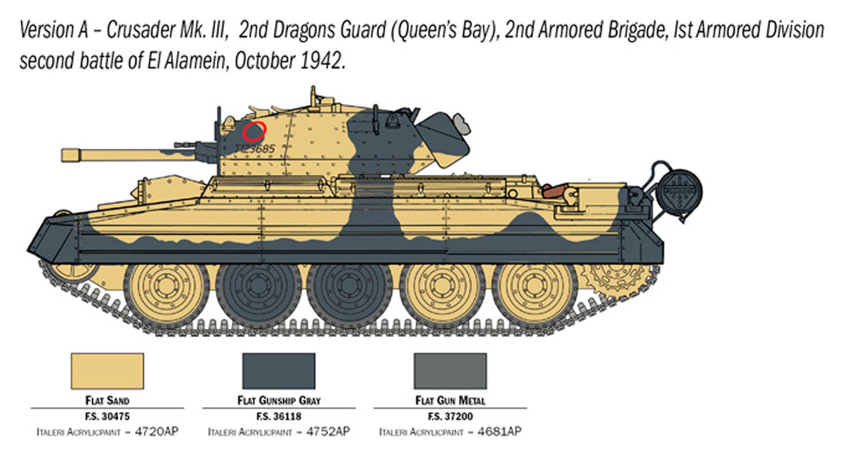 Italeri 1:35 Crusader Mk. III m. British besætning - Modelkampvogn
