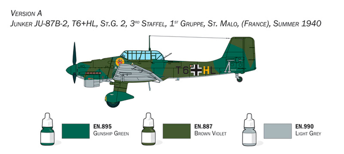 Italeri 1:72 Junker Ju-87B Stuka - Komplet sæt - Modelfly