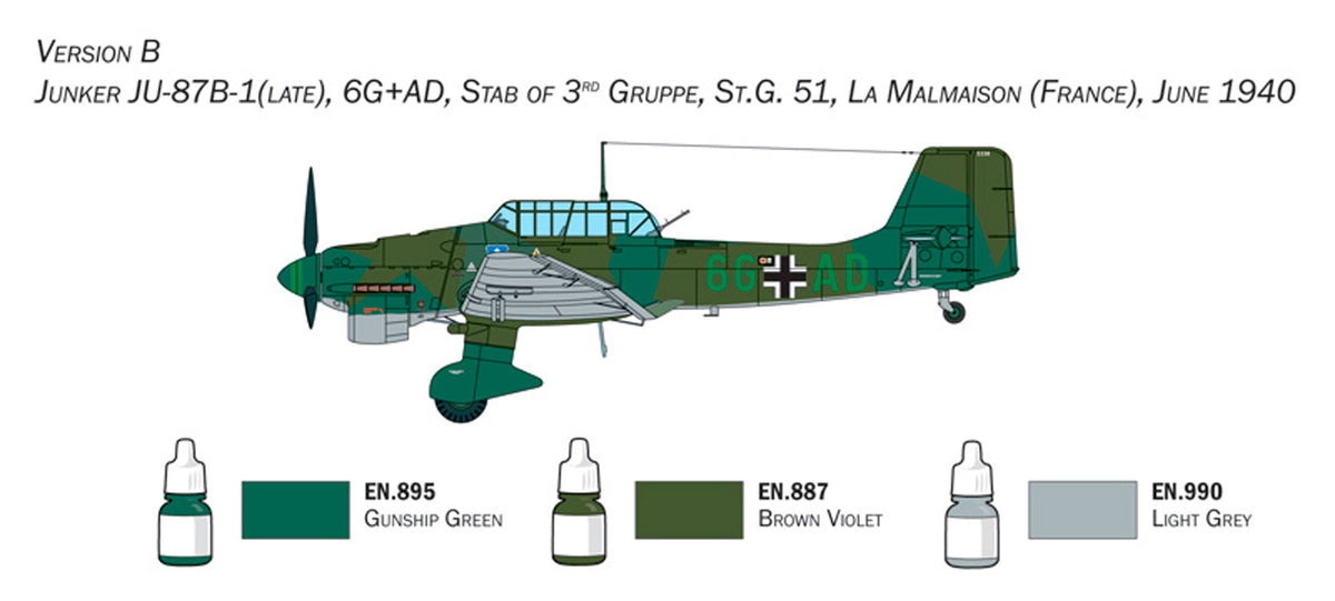 Italeri 1:72 Junker Ju-87B Stuka - Komplet sæt - Modelfly