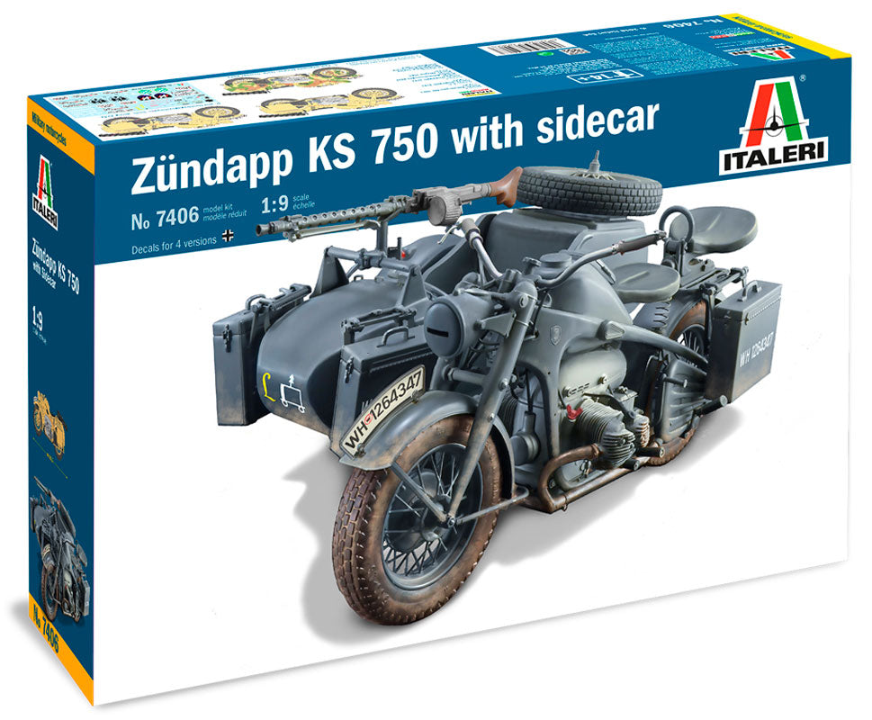 Italeri 1:9 ZUNDAPP KS 750 with Sidecar - Modelmotorcykel
