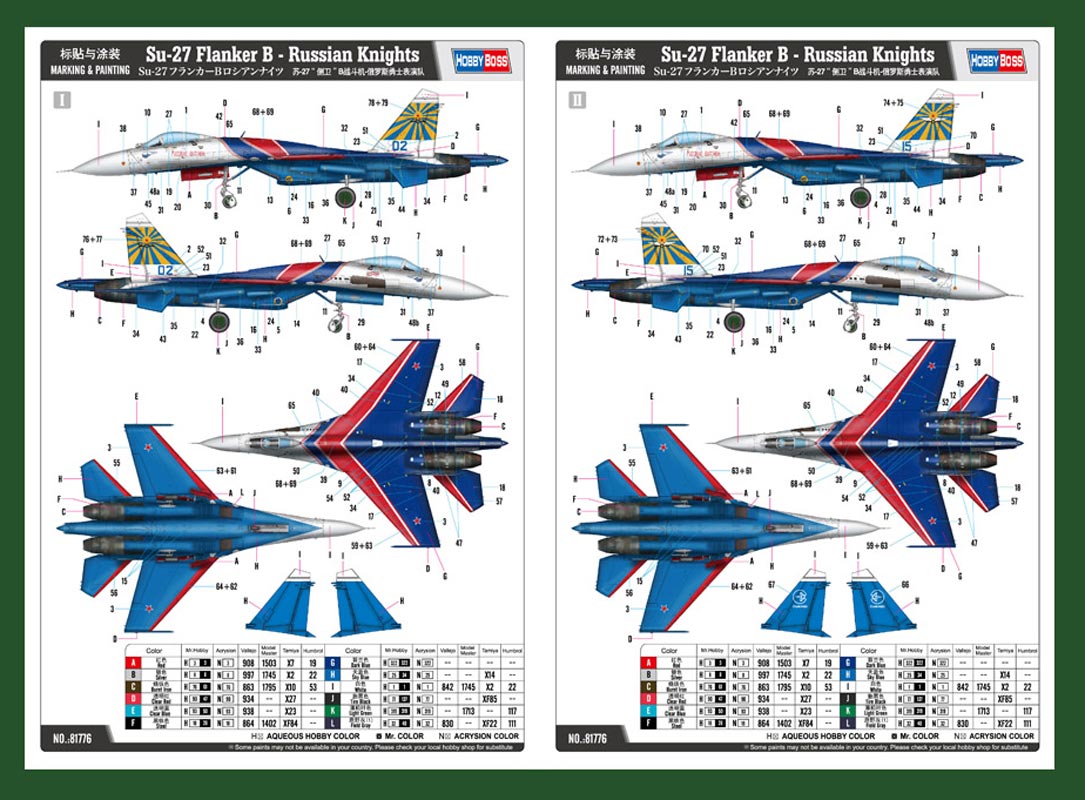 Hobby Boss Su-27 Flanker B Russian Knights 1:48 modelfly