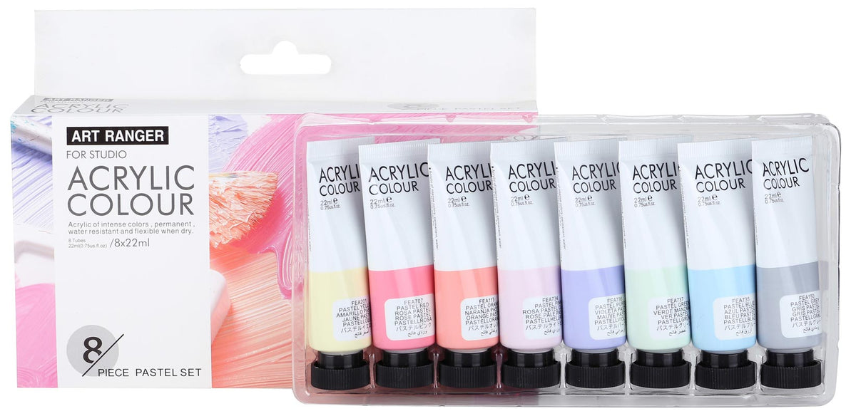 Akrylmaling 8 x 22ml. pastel farver