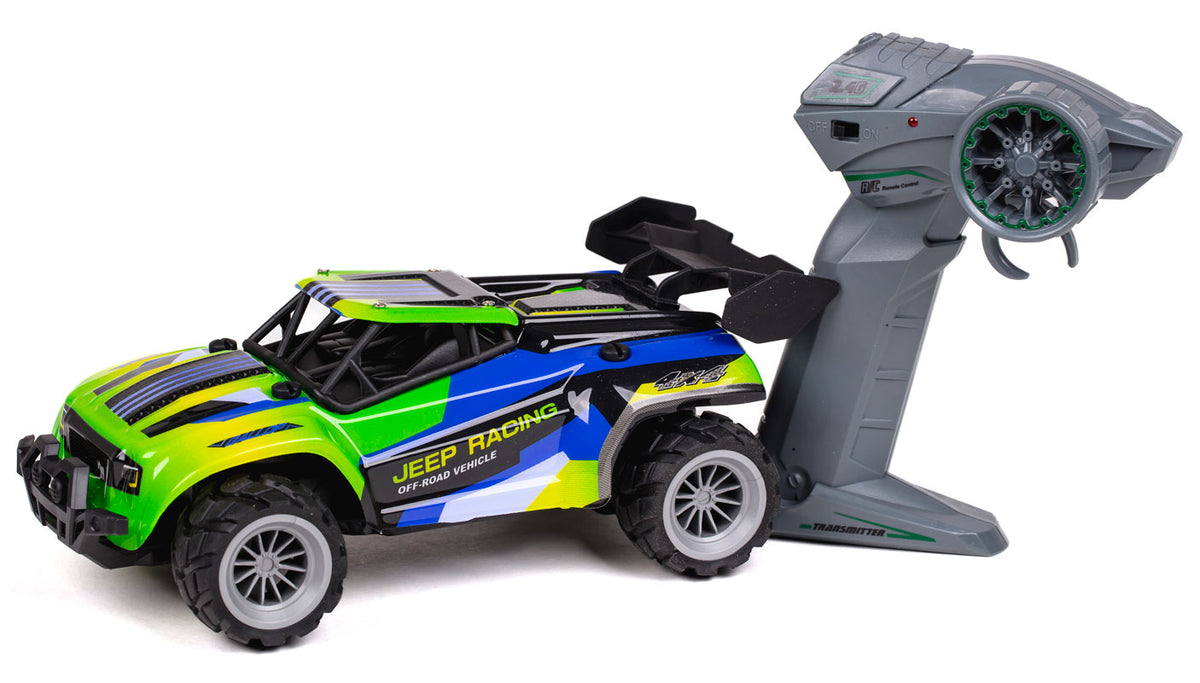 Tec-Toy Fjernstyret Speed Racing 1:18 (10 km/t), Blå og Grøn