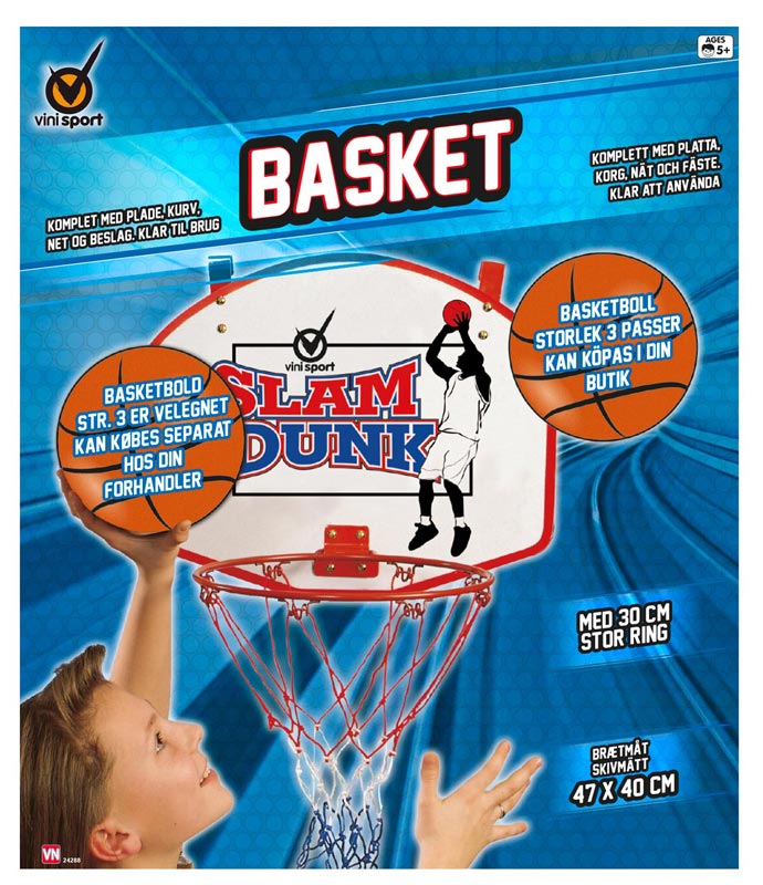 Basketspil komplet m/ plade og kurv klar til brug
