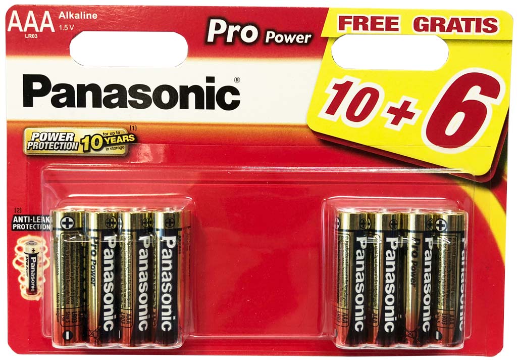 Panasonic alkaline AAA batterier 16 stk.