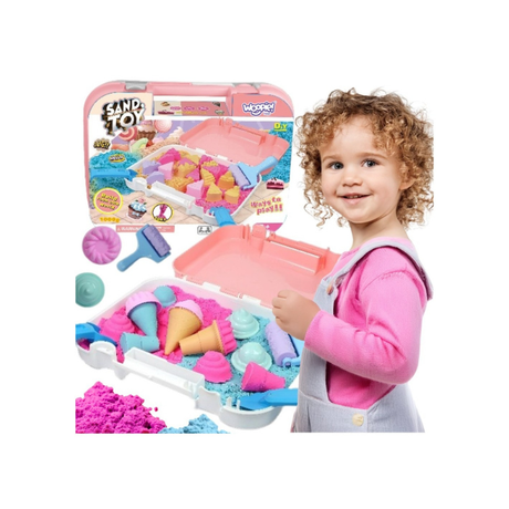 WOOPIE Kinetisk Sand Isbutik i Kuffert 1 kg med Tilbehør