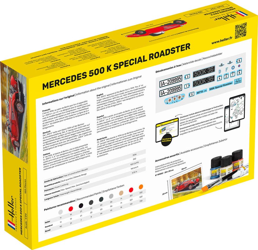 Heller 500 K Special Roadster - Modelbil 1:24 startsæt