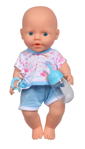 New Born Baby dukke med sutteflaske - Blå
