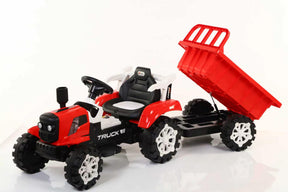Rød El Traktor til Børn 6V - Med Lad, LED og Musik